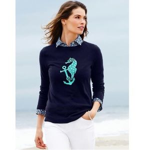 Navy Talbots Seahorse Sweater Size P